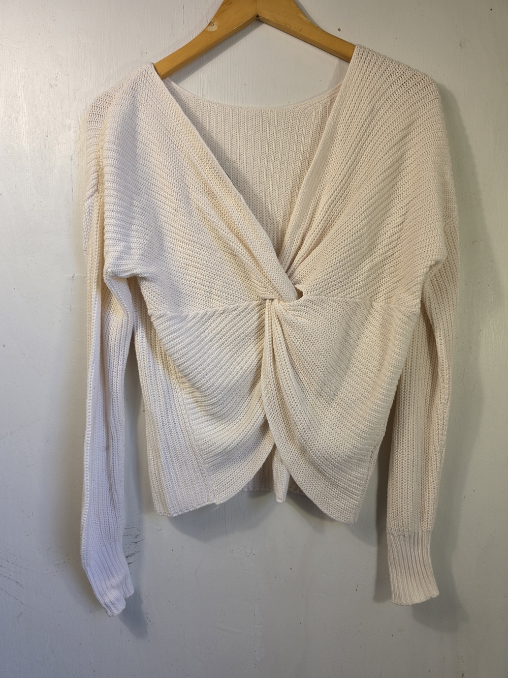 LOFT cream twist front knit sweater